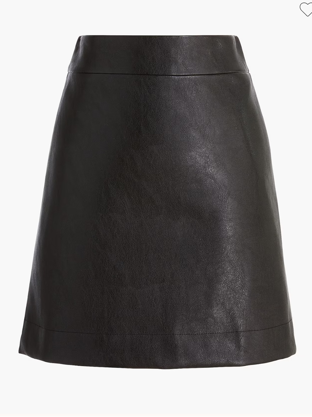J.CREW Black Faux Leather A-Line Mini Skirt Size 10